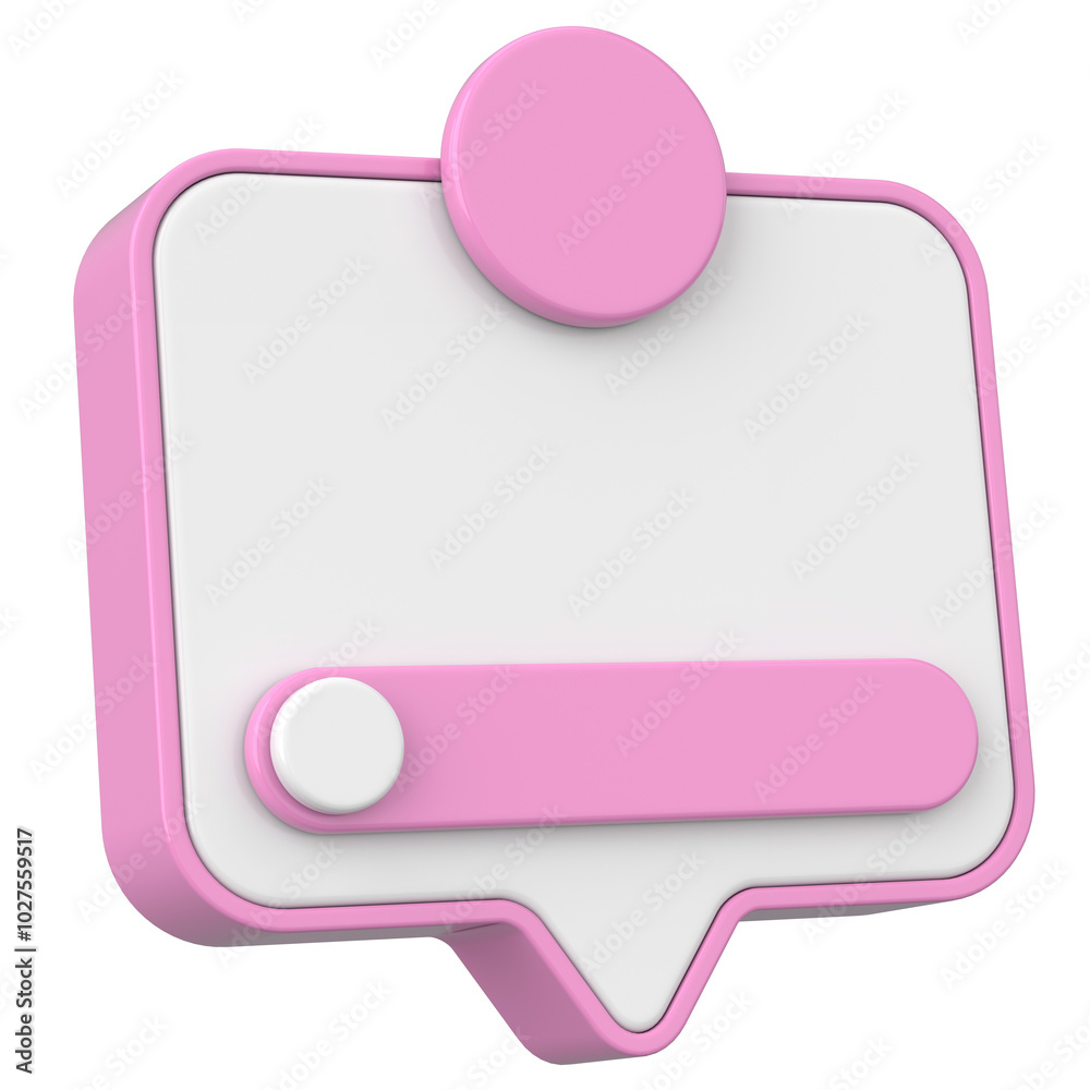3D illustration of dialog box. Notification box. 3D illustration of dialog box. Notification box.