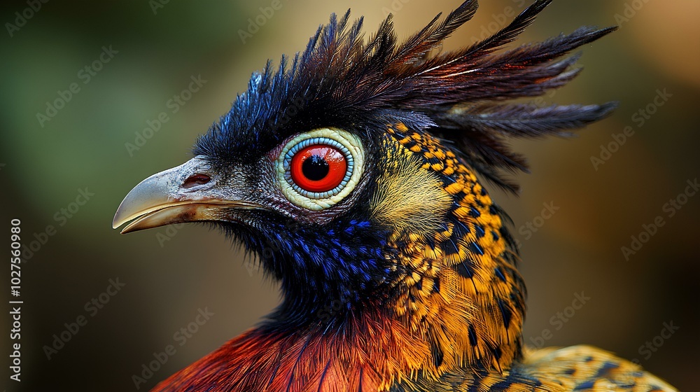 Fototapeta premium Close-up of Colorful Exotic Bird with Bright Red Eye