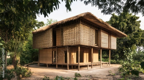 A traditional building featuring vernacular architecture and locally sourced materials, representing cultural identity.