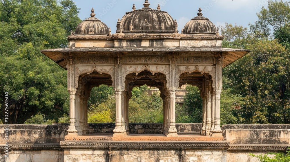 Fototapeta premium A traditional monument displaying intricate architectural details, representing the cultural identity of the region.
