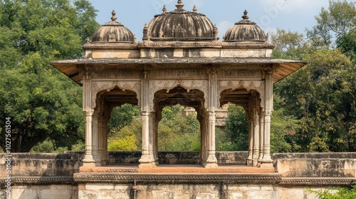 A traditional monument displaying intricate architectural details, representing the cultural identity of the region. photo