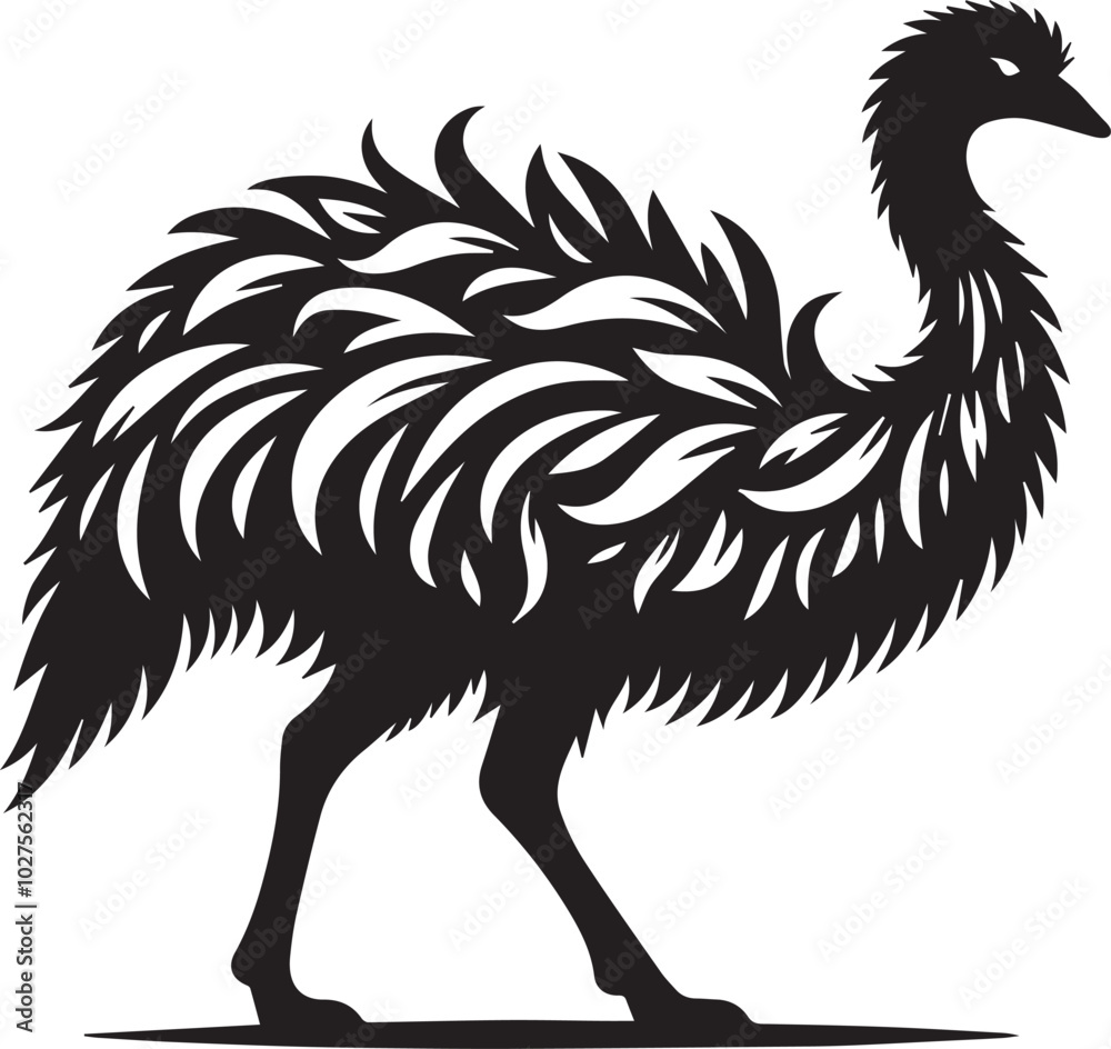Fototapeta premium Emu silhouette vector