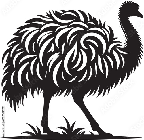 Emu silhouette vector photo