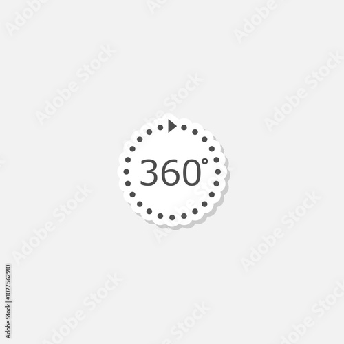 The Angle 360 degrees icon. 360 degree view icon sticker isolated on gray background