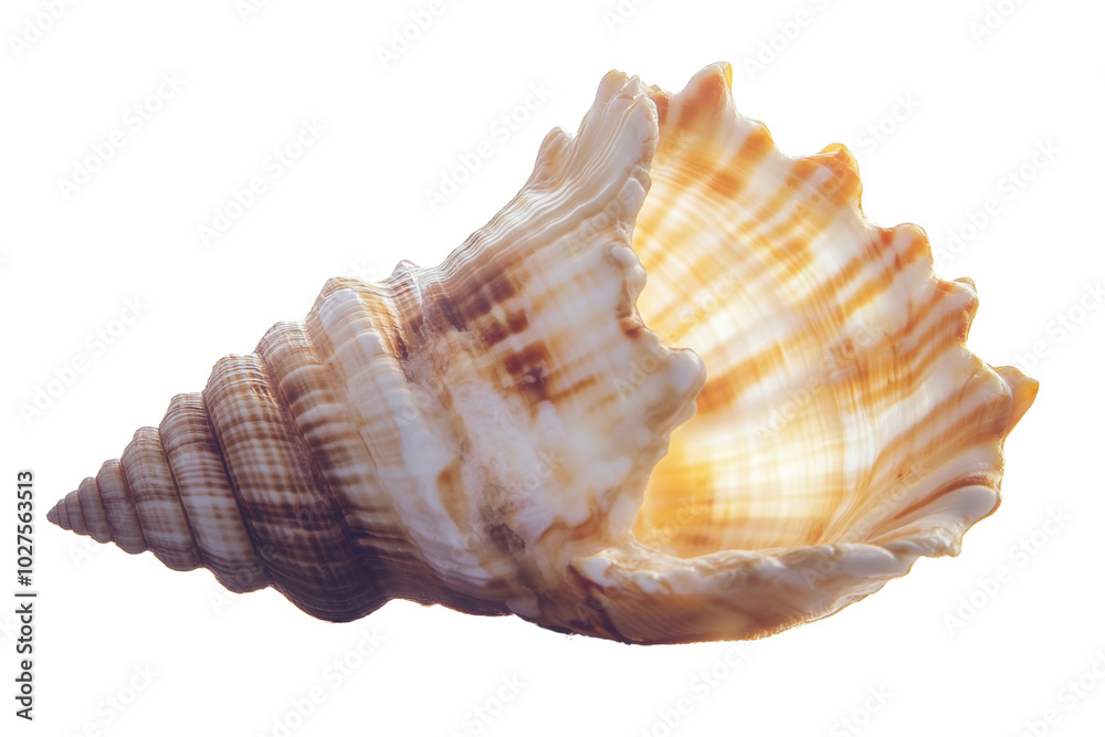 A beautifully detailed sea shell with intricate patterns and textures, isolated on a white background. A beautifully detailed sea shell with intricate patterns and textures, isolated on a white background.