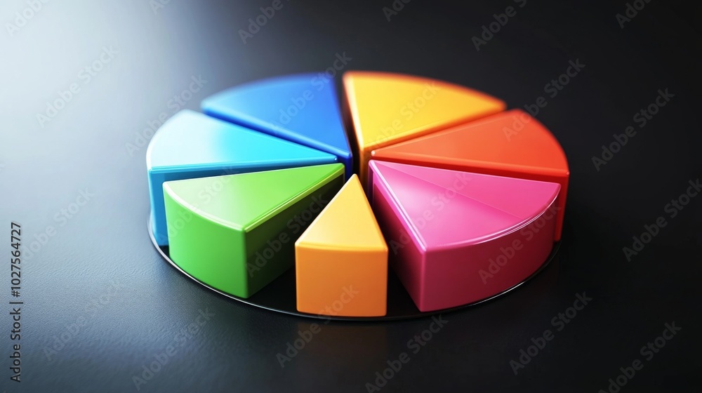 Fototapeta premium Colorful Pie Chart Segments on Dark Background