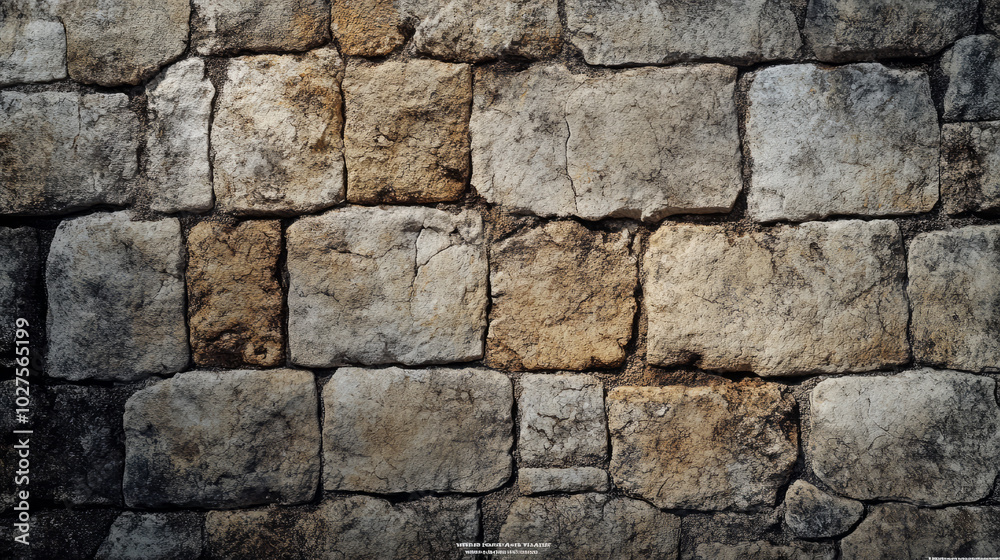 A rough stone wall texture with uneven surfaces and aged marks, giving an authentic and rustic feel under natural sunlight A rough stone wall texture with uneven surfaces and aged marks, giving an authentic and rustic feel under natural sunlight