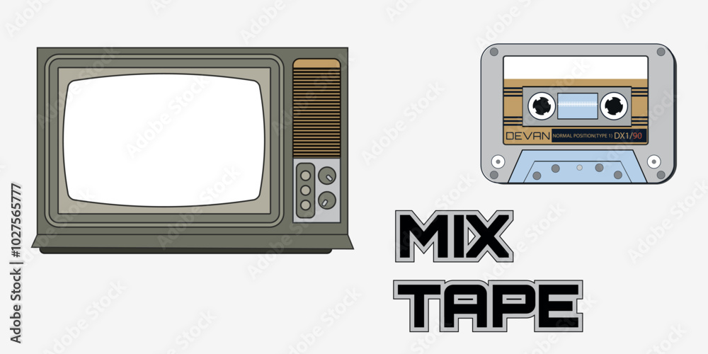 Fototapeta premium Set of retro stickers. Vector illustration