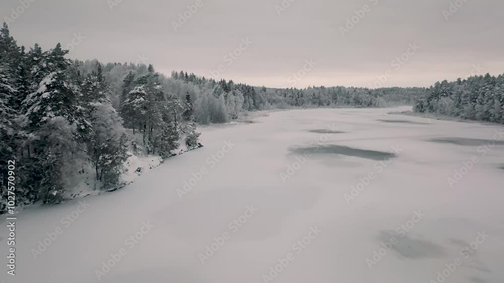 Swedish frozen lake from above Swedish frozen lake from above