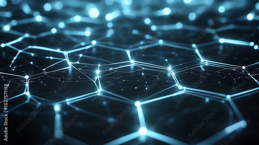 Abstract Digital Hexagonal Grid with Glowing Connections Abstract Digital Hexagonal Grid with Glowing Connections