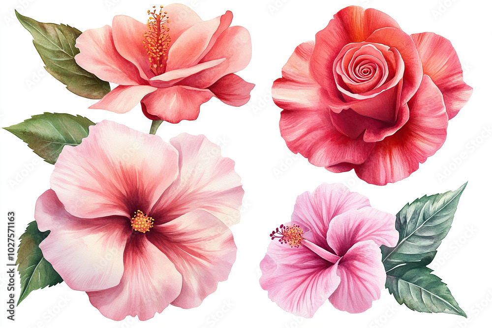 Set of watercolor roses Set of watercolor roses