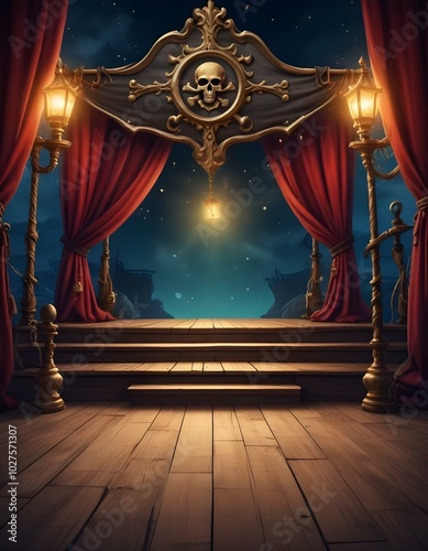 Pirates party stage backgeround with hidden treasures for an amazing flyer or poster background design base photo