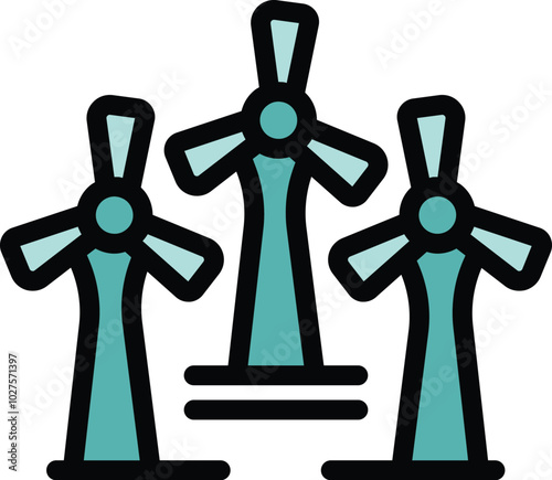 This icon represents wind turbines generating renewable energy, symbolizing sustainability and clean power solutions