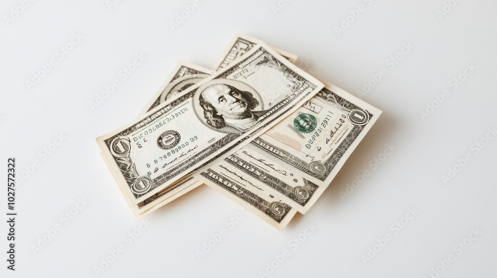 Several 100-dollar bills scattered loosely on a white background, emphasizing the distinct features of American currency. Several 100-dollar bills scattered loosely on a white background, emphasizing the distinct features of American currency.
