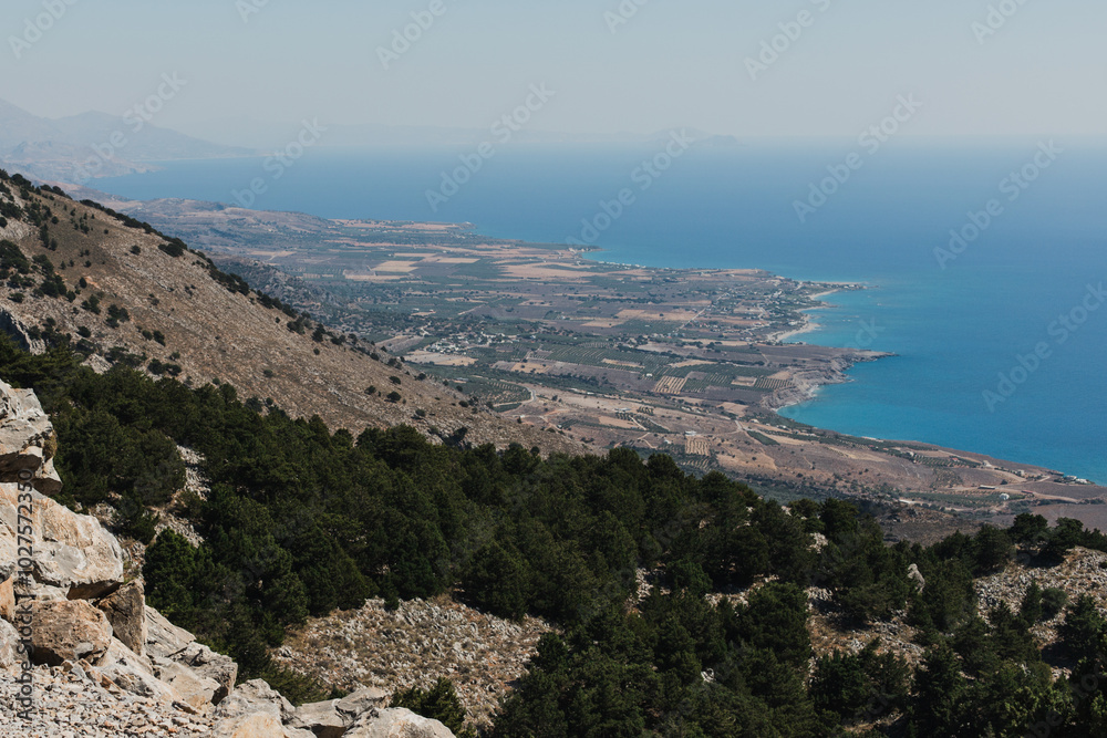 view from the top of the hill on chora sfakion, Greece, which is located right on the seashore. view from the top of the hill on chora sfakion, Greece, which is located right on the seashore.