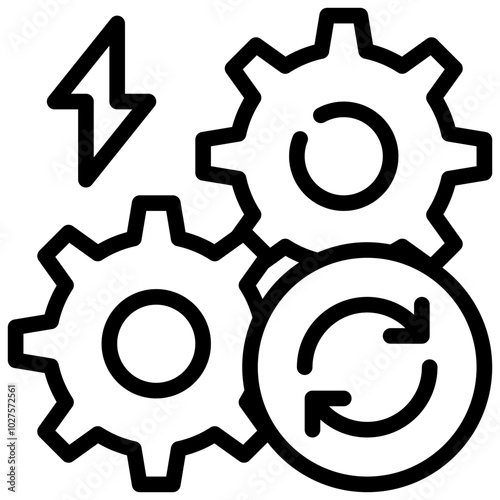 power energy renewable management gear wheel simple line