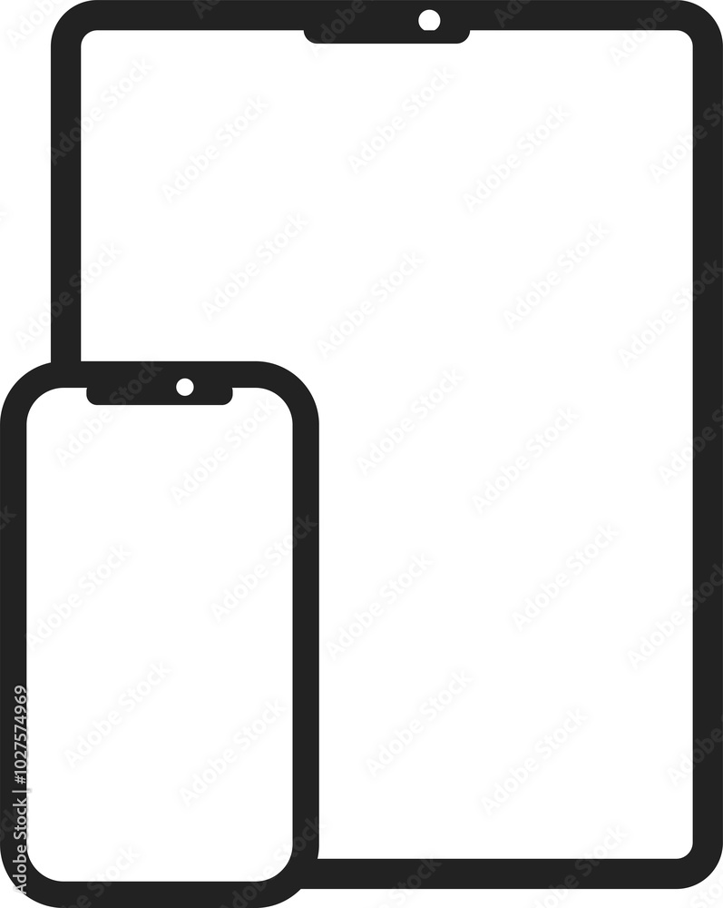 Isolated black outline gadget, mobile phone and tablet icon for electronics media graphic design Isolated black outline gadget, mobile phone and tablet icon for electronics media graphic design