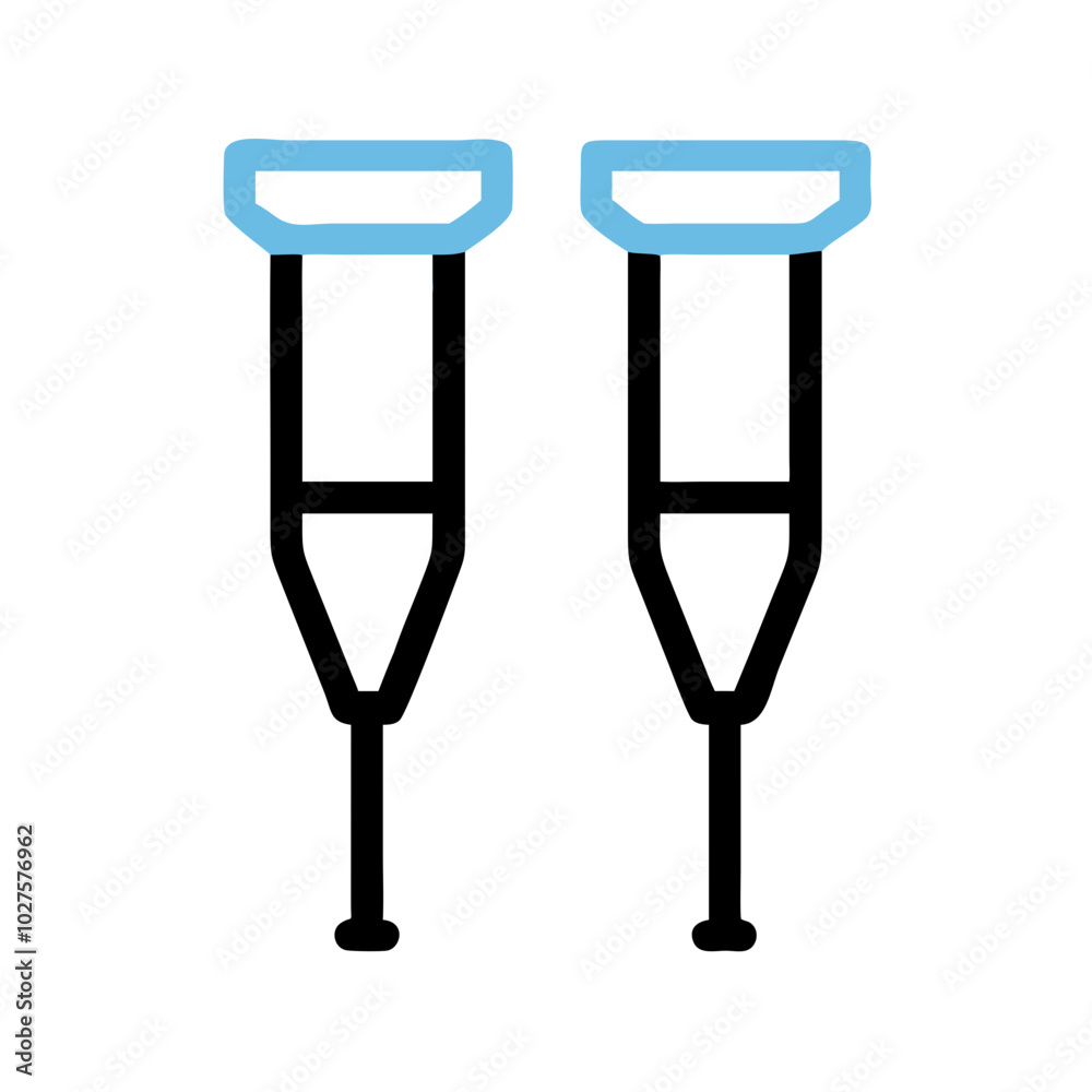 Crutches Icon in Black and Blue Representing Medical Support Crutches Icon in Black and Blue Representing Medical Support