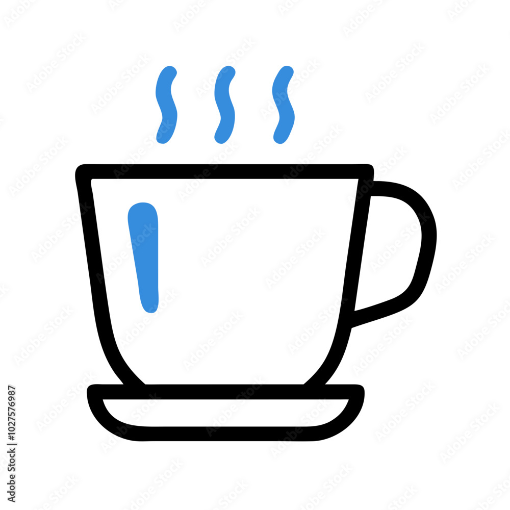 Simple Cup Icon in Black and Blue Representing Beverage Simple Cup Icon in Black and Blue Representing Beverage