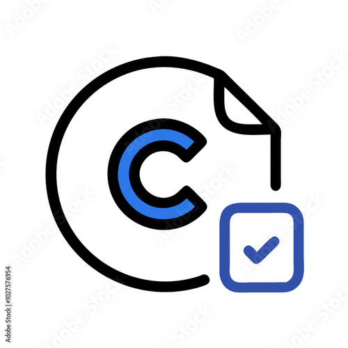 Copyright Symbol Icon in Black and Blue Representing Intellectual