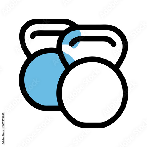 Minimalist Kettlebell Icon in Black and Blue Representing Fitness