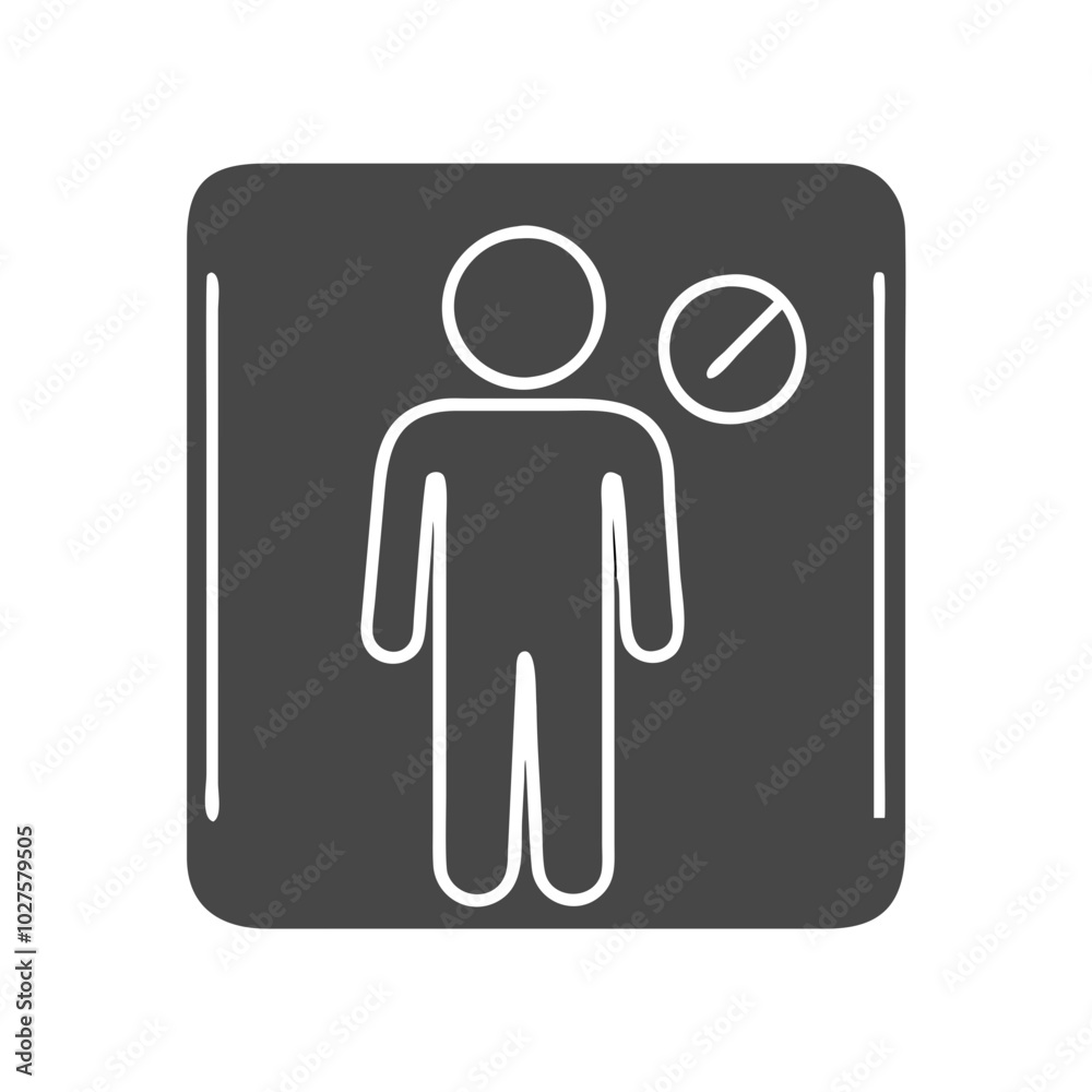 Prohibited Male Icon on Dark Gray Background Prohibited Male Icon on Dark Gray Background