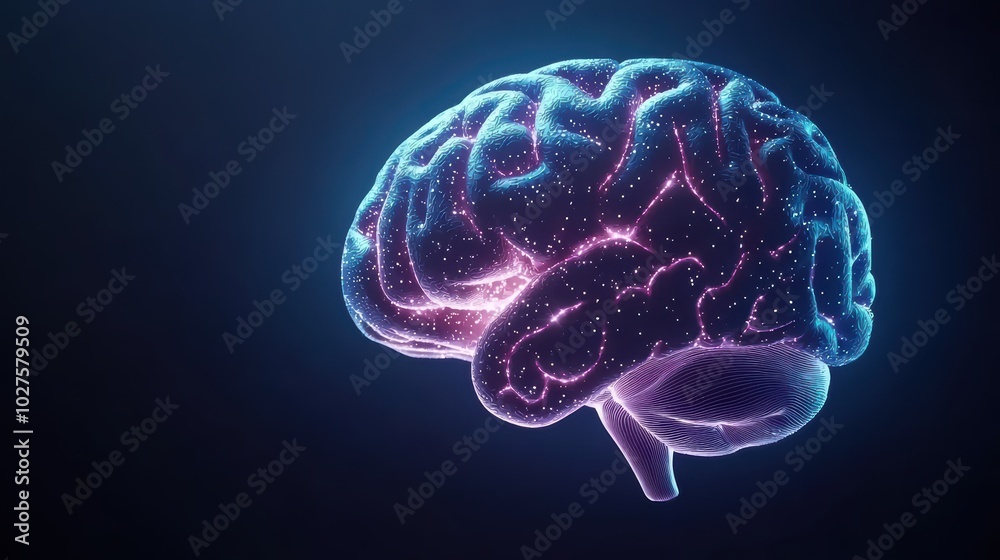 A digital rendering of a brain with neon colors, showcasing intricate details and connections. A digital rendering of a brain with neon colors, showcasing intricate details and connections.