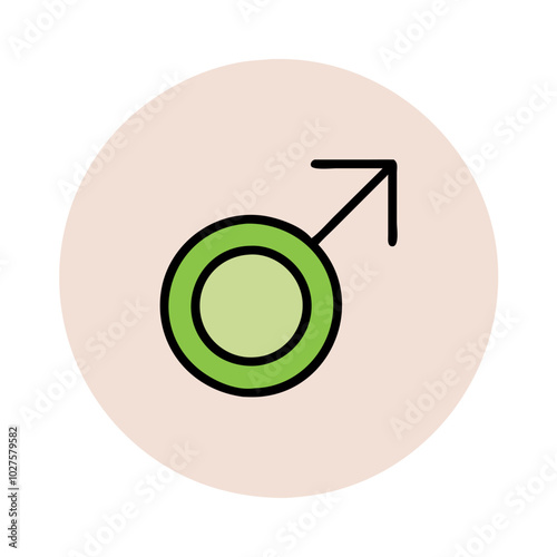 Green Male Gender Symbol on Beige Background