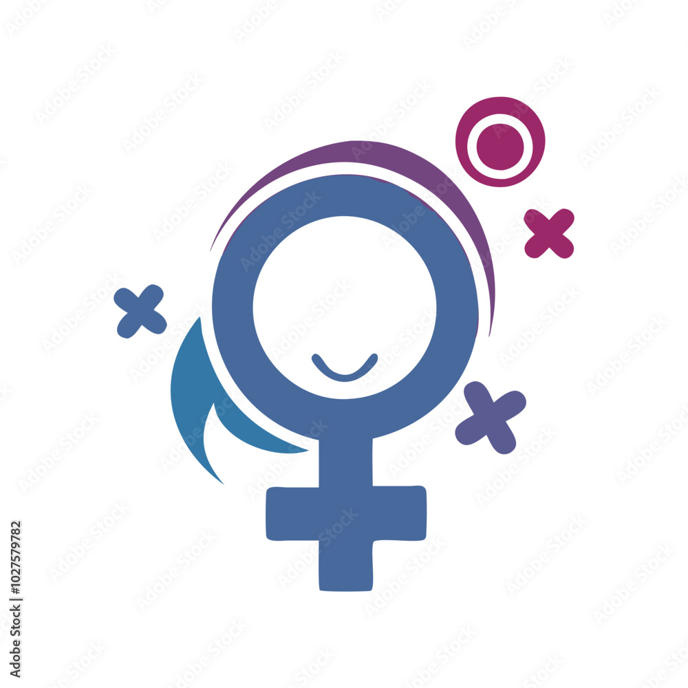 Feminine Symbol with Abstract Swirls and Crosses
Feminine Symbol with Abstract Swirls and Crosses