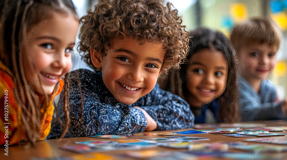 Diverse group of happy preschool children playing together. Diverse group of happy preschool children playing together.