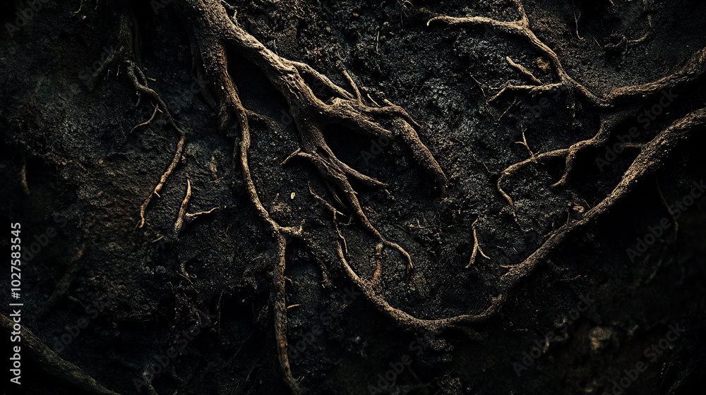Close-up of tree roots in the ground Close-up of tree roots in the ground