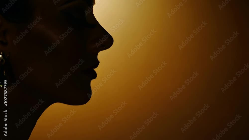 Silhouette of a woman's profile against a warm gradient background Silhouette of a woman's profile against a warm gradient background