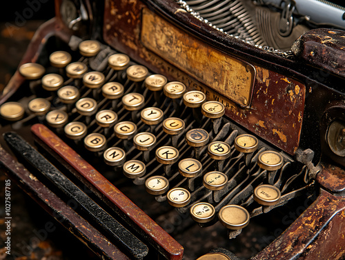 Closed up Vintage Typewriting Machine photo