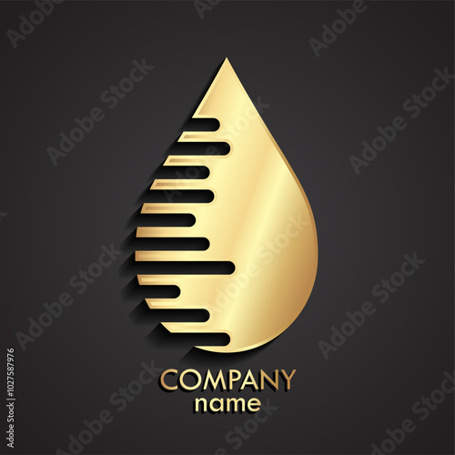3d gold drop modern logo