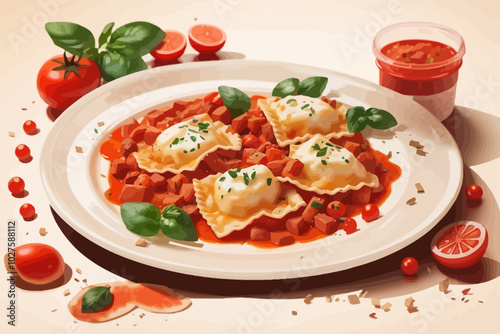 bolognese lasagna illustration