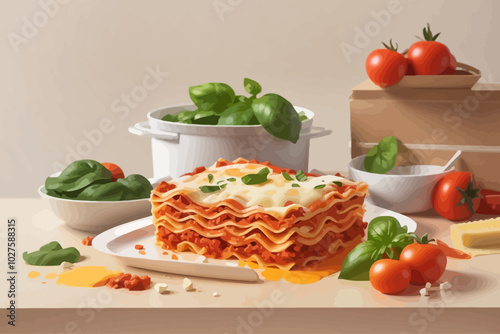 bolognese lasagna illustration