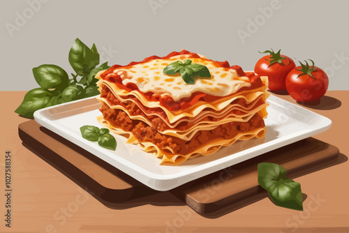 bolognese lasagna illustration