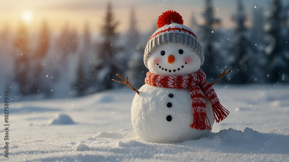 Obraz premium A snowman with a hat and scarf that says snowman 