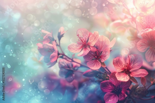 Blooming cherry blossoms with dreamy bokeh