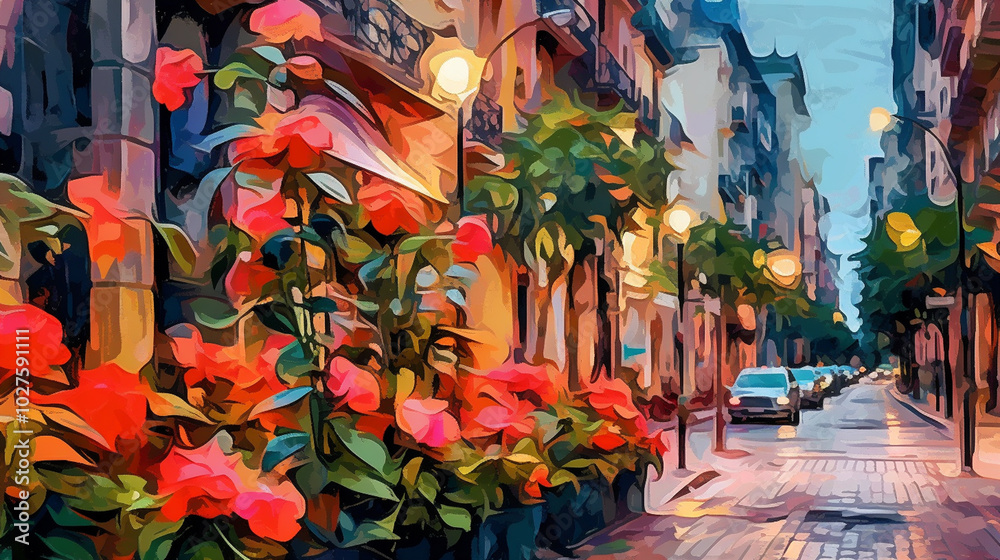 Fototapeta premium the landscape of the city streets on a spring day