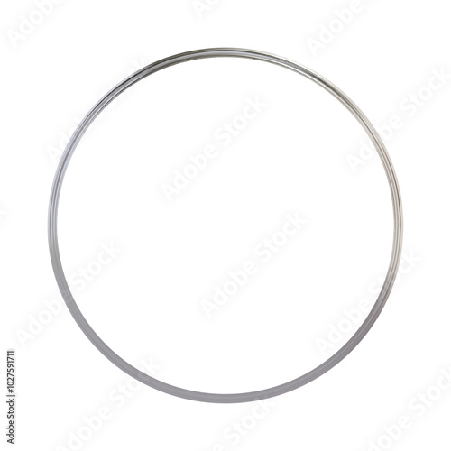 Vertical silver round picture frame. Thin jewelry circle border for photo or award. Realistic shiny vector illustration with gradient mesh isolated on white background.