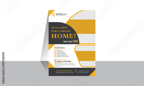 Print : real estate  plyer poster design template A4 print ready file real estate flyer design