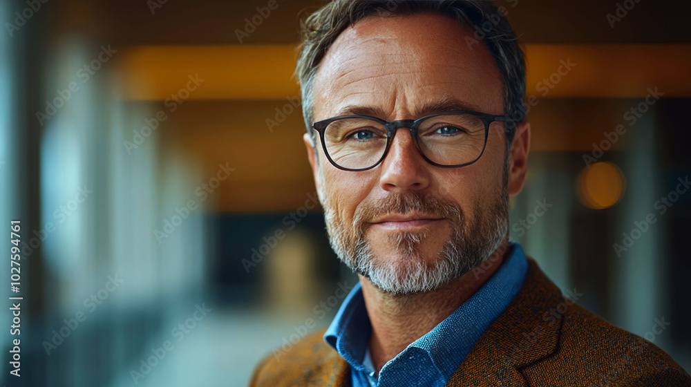 Portrait of a confident middle-aged man with glasses. Portrait of a confident middle-aged man with glasses.