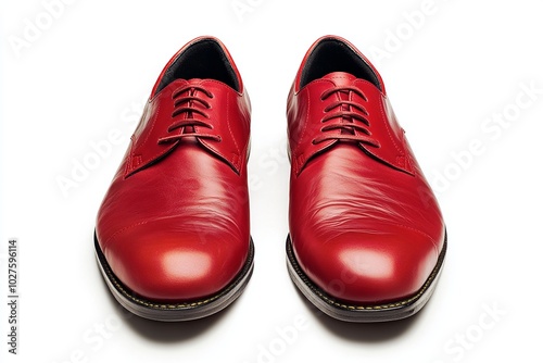 Stylish red leather dress shoes, perfect for formal or elegant occasions.