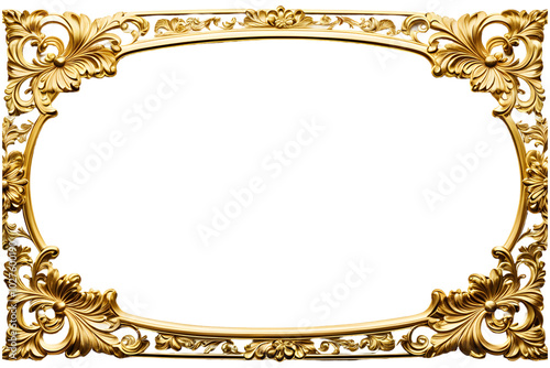 Luxury gold border frame transparent background