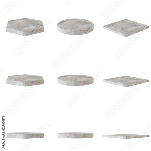 Simple rock podium contains 9 podiums, 2k