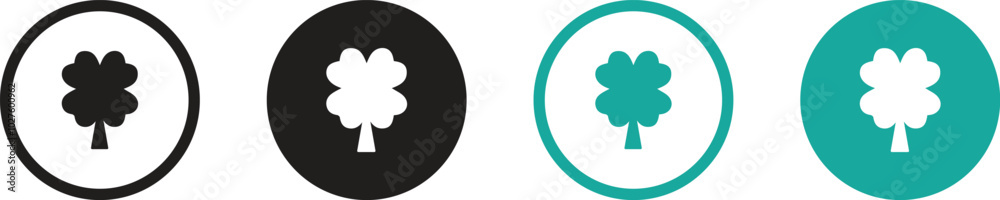 Obraz premium Green Circle Clover Leaf Icons