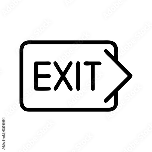 Minimalist Black Exit Sign Icon with Arrow for Emergency and Wayfinding