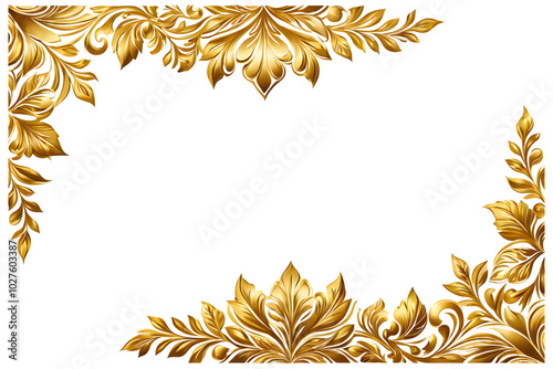 Luxury gold border frame transparent background