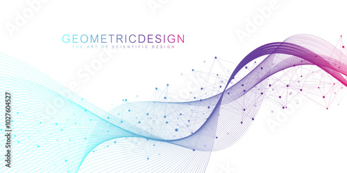 Digits abstract background with connected lines and dots. Digital neural networks. Network and connection background for your presentation. Graphic polygonal background. Vector illustration.
